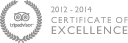 Tripadvisor 2012 - 2014 Certificate of Excellence logo